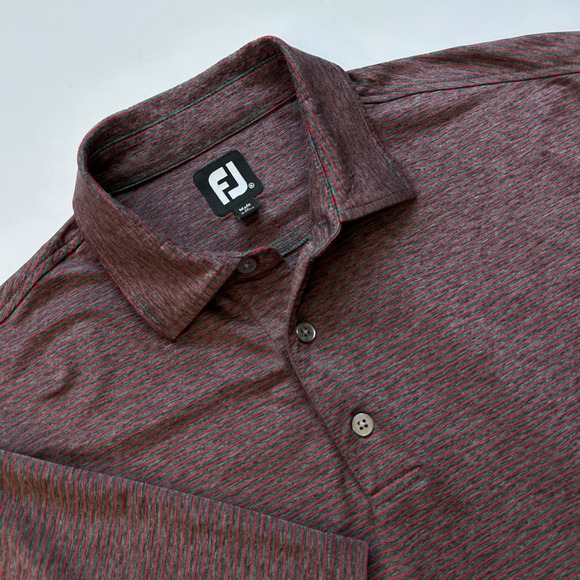 FootJoy Other - FootJoy Mens XL ProDry Golf Polo Shirt Charcoal Red Striped Performance Stretch